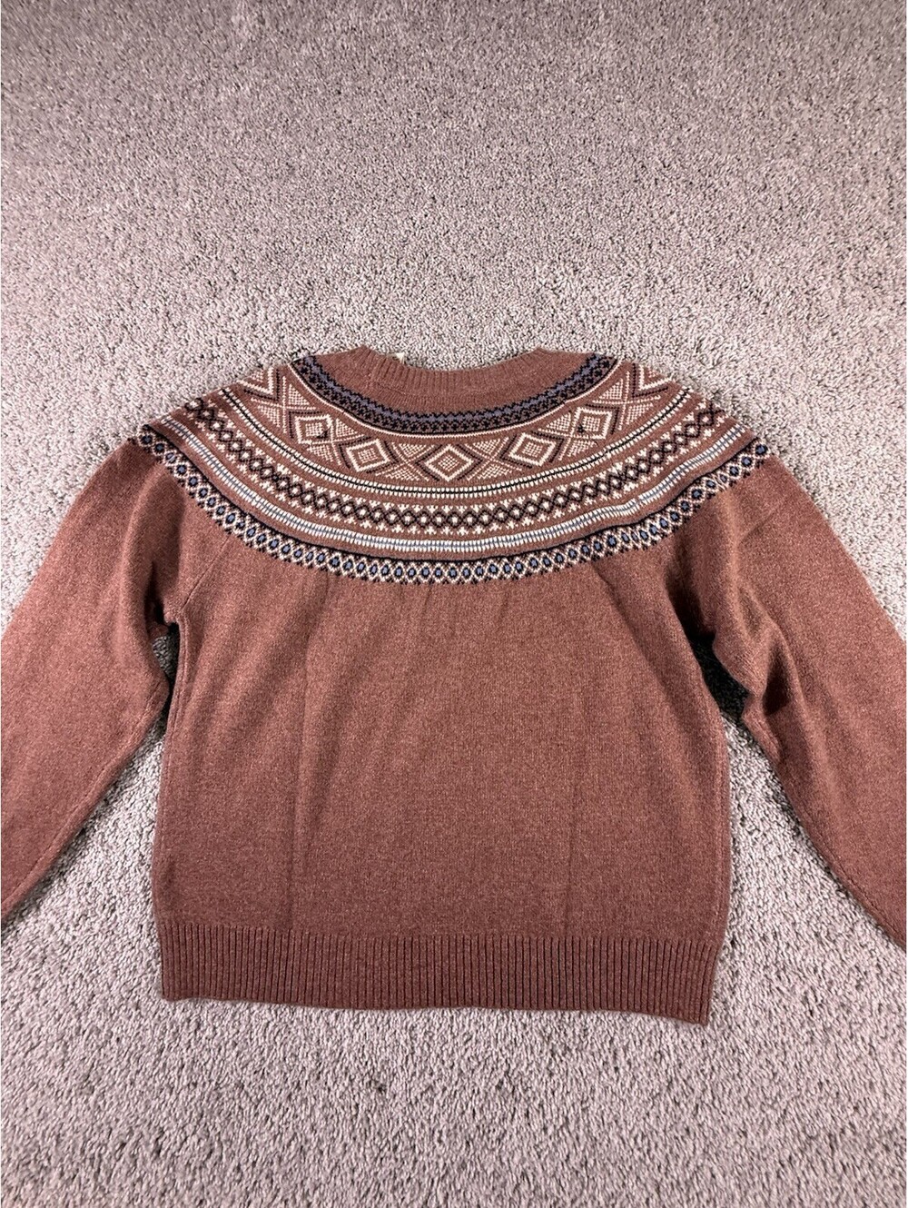 Weatherproof Vintage Women's L Fair Isle Crewneck Sweater Copper Polyester NWT - Picture 9 of 13